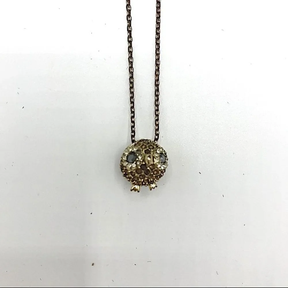 Fossil Necklace Rhinestone Mini Owl Slide Charm Brass